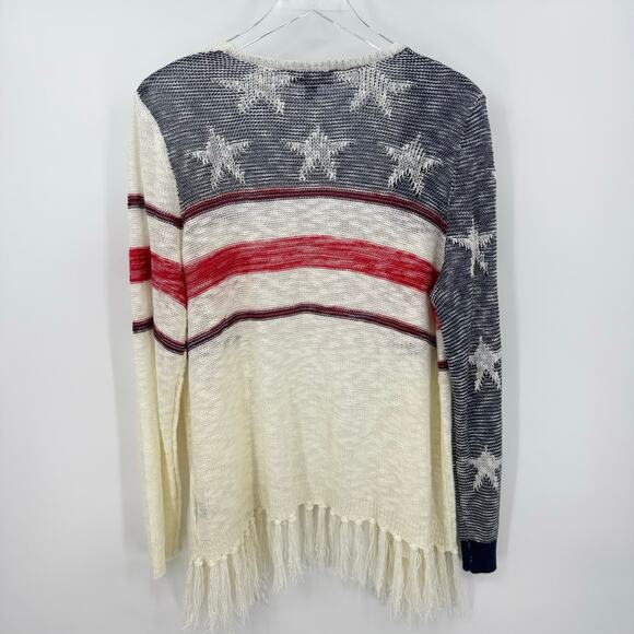 Lane Bryant Size 14-16 Star Spangled Flag Cardigan Open Front Lightweight - Picture 7 of 9